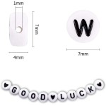 1400 pièces de perles de lettres, perles de l'alphabet en acrylique de 4x7mm, perles pour la fabrication de bijoux et de bracelets, dans une boîte de 28 grilles (blanc et noir)