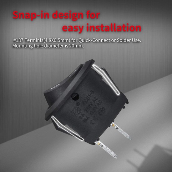 DaierTek KCD1-5Pack Interrupteurs à bascule ronds ON/OFF SPST 20 mm Mini 12 V DC Mini interrupteur à bascule circulaire 12 V pour voiture automobile RV 2 broches 120 V filaire KCD1-5Pack DaierTek KCD1-5Pack Interrupteurs à bascule ronds ON/OFF SPST 20 mm Mini 12 V DC Mini interrupteur à bascule circulaire 12 V pour voiture automobile RV 2 broches 120 V filaire KCD1-5Pack
