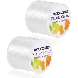 PAXCOO 2 Rouleaux de Fil Élastique pour Bracelets, Fil Élastique Magique Extensible Cordon de Perles Fil de Bijoux pour Bracelet, Colliers, Perles d'Argile, Perles de Poney (Blanc)