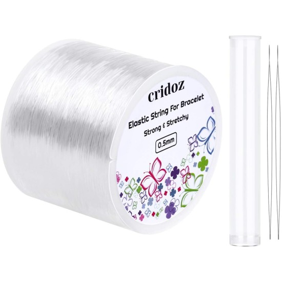 Corde extensible pour bracelets, Cridoz 0,5 mm, cordon élastique transparent, cordon extensible avec 2 aiguilles à perles pour perles de rocaille, perles de poney, bracelets et fabrication de bijoux Corde extensible pour bracelets, Cridoz 0,5 mm, cordon élastique transparent, cordon extensible avec 2 aiguilles à perles pour perles de rocaille, perles de poney, bracelets et fabrication de bijoux