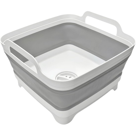 Lavabo pliable 9 L, bac à vaisselle pliable avec bouchon de vidange, lavabo pliable portable, évier de camping pour laver la vaisselle, lessive et la cuisine, gris
