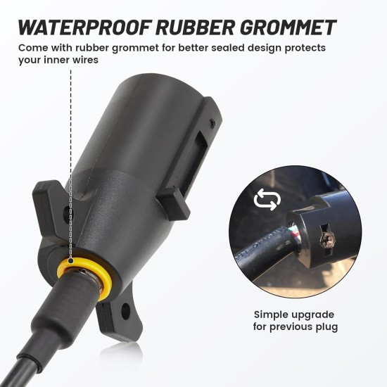 MECMO Prise de remorque à 7 broches pour camping-car, extrémité mâle de rechange, connecteur de faisceau de câblage pour éclairage de remorque rond à 7 broches, robuste à 7 broches, prise de remorquage pour camping-car, bateau, remorque