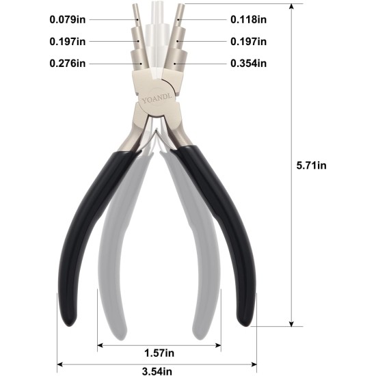 Pince à bijoux 2 en 1 et outil de bouclage de fil, pince de fabrication de bélière en acier à haute teneur en carbone avec mâchoires réglables de 2 à 9 mm, fournitures professionnelles pour la fabrication de bijoux