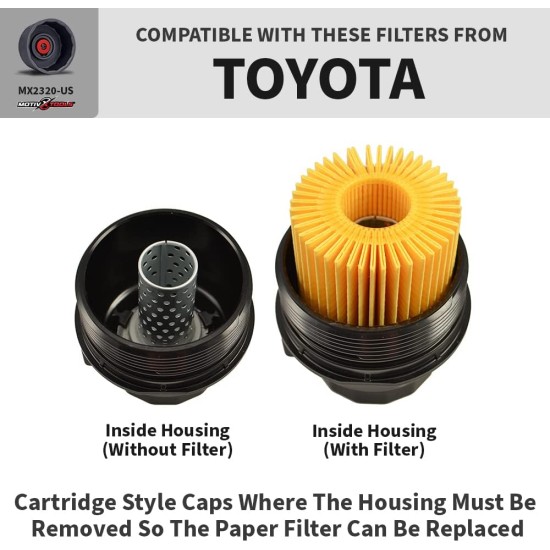 Motivx Tools Clé de filtre à huile pour Toyota Camry, Tundra, Tacoma, 4Runner, RAV4 et plus – 64 mm, 14 cannelures, outil de retrait de filtre à huile en aluminium usiné CNC avec précision