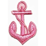Umama Patch Lot de 3 mini ancre rose dessin animé autocollant en tissu corde d'ancre marine marin naval fer sur patchs brodés appliques machine à broder aiguille projets d'artisanat garçons filles enfants bricolage