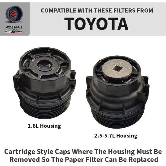 Motivx Tools Clé de filtre à huile pour Toyota Camry, Tundra, Tacoma, 4Runner, RAV4 et plus – 64 mm, 14 cannelures, outil de retrait de filtre à huile en aluminium usiné CNC avec précision