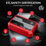 Chargeur de batterie intelligent Foval 12V 1000mA, chargeur de batterie automatique Chargeur de batterie intelligent Foval 12V 1000mA, chargeur de batterie automatique