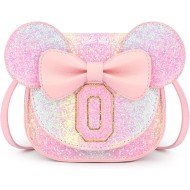 mibasies Porte-monnaie pour fille - Cadeaux d'anniversaire pour filles de 3 à 8 ans - Jouets pour 2 à 4 ans - Arc-en-ciel pailleté - Lettre O