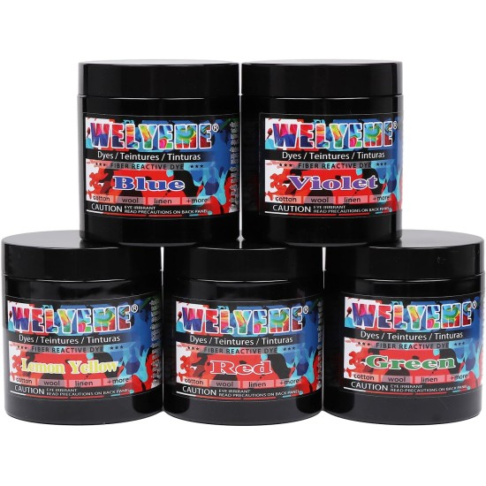 Poudre de teinture réactive aux fibres arc-en-ciel – 7 oz, colorants professionnels pour tie-dye, teinture glacée, batik, couleur vive pour toutes les fibres naturelles (arc-en-ciel, 7 oz)