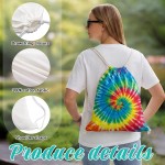 Silkfly Lot de 48 ensembles de teinture comprenant 24 chapeaux bob en coton blanc et 24 sacs à cordon en coton blanc pour cadeau de teinture par nouage, bricolage vierge avec accessoire pour cadeaux de fête DIY