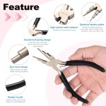 Pince à bijoux 2 en 1 et outil de bouclage de fil, pince de fabrication de bélière en acier à haute teneur en carbone avec mâchoires réglables de 2 à 9 mm, fournitures professionnelles pour la fabrication de bijoux