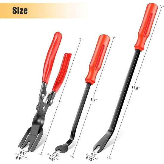 GOOACC 3 pièces ensemble de pinces à pince et dissolvant de fixation-Kit de réparation combiné de rembourrage automatique avec sac de rangement pour tableau de bord de panneau de voiture de voiture