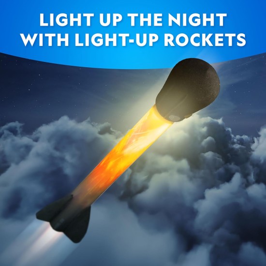 NATIONAL GEOGRAPHIC Air Rocket Toy – Lance-roquettes LED ultime pour enfants, sautez et lancez des fusées lumineuses, alimentées par air, à pointe en mousse jusqu'à 100 pieds