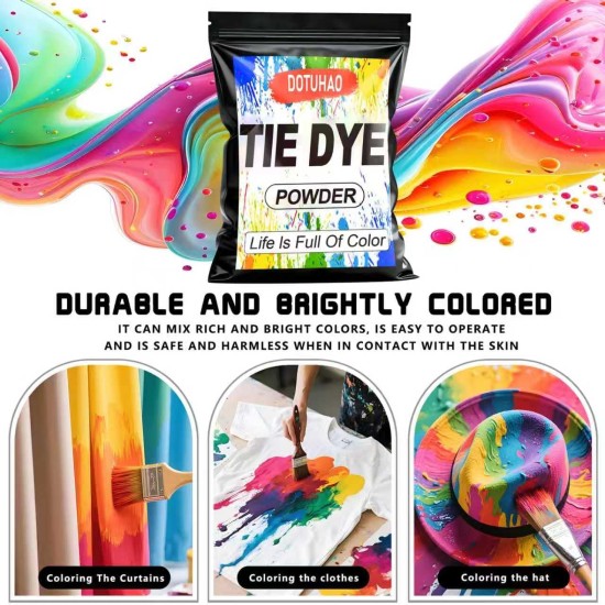 Kit de poudre de teinture pour cravates, 15 couleurs de teinture pour vêtements, teinture de couleur pour tissu, teintures permanentes et résistantes au lavage, teintures créatives pour vêtements (15 couleurs, 2 OZ)