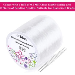 Corde extensible pour bracelets, Cridoz 0,5 mm, cordon élastique transparent, cordon extensible avec 2 aiguilles à perles pour perles de rocaille, perles de poney, bracelets et fabrication de bijoux