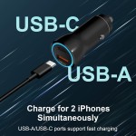 Chargeur de voiture pour iPhone 17 16 15, [certifié Apple MFi] Chargeur de voiture USB C 43 W Charge rapide avec câble de type C vers C de 1 m, adaptateur de voiture USB pour iPhone 17/17 Pro/17 Pro Max/Air/16/15