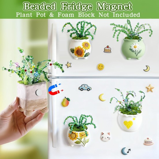 FOGWOWO 5422 pièces Kit de plantes en perles Kit de plantes éternelles Perles de verre vertes pour la fabrication de plantes, perles vertes pour plantes en perles avec tutoriels vidéo, perles de plantes éternelles pour la fabrication de bijoux, loisirs cr