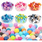 ZIFTY Lot de 240 perles en silicone pour kit de fabrication de porte-clés, perles de 15 mm en vrac, 30 couleurs, perles focales rondes en caoutchouc de silicone pour stylos, kit de fabrication de colliers et de bracelets, bijoux, art, artisanat, bricolage
