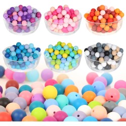 ZIFTY Lot de 240 perles en silicone pour kit de fabrication de porte-clés, perles de 15 mm en vrac, 30 couleurs, perles focales rondes en caoutchouc de silicone pour stylos, kit de fabrication de colliers et de bracelets, bijoux, art, artisanat, bricolage