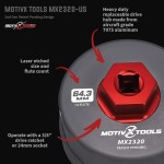 Motivx Tools Clé de filtre à huile pour Toyota Camry, Tundra, Tacoma, 4Runner, RAV4 et plus – 64 mm, 14 cannelures, outil de retrait de filtre à huile en aluminium usiné CNC avec précision