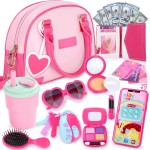 INNOCHEER Sac à main pour petites filles, sac à main pour jouets pour enfants avec maquillage, sac à main pour petites filles, sac à main pour tout-petits, cadeaux d'anniversaire, de Noël, princesse, jouets pour filles de 3, 4, 5, 6, 7, 8 ans