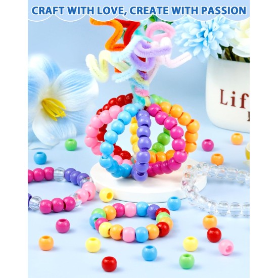 FIVEIZERO 260 pièces de perles de cheveux à grand trou, perles de poney en acrylique 10x12mm pour tresses de cheveux, paquet en vrac-couleurs mélangées pour bracelets et bricolage