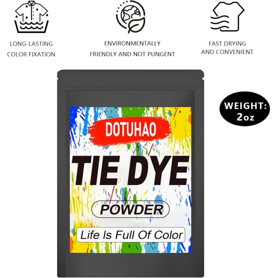 Kit de poudre de teinture pour cravates, teinture pour vêtements 9 couleurs, teinture de couleur pour tissu, teintures en poudre permanentes et résistantes au lavage, teintures créatives pour vêtements (9 couleurs, 2 OZ)