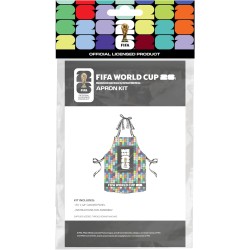Kit de tablier en toile DIY pour la Coupe du Monde de la FIFA – Projet d'artisanat en tissu pour fans de football – Comprend un panneau en tissu noir et multicolore de 24