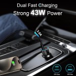 Chargeur de voiture pour iPhone 17 16 15, [certifié Apple MFi] Chargeur de voiture USB C 43 W Charge rapide avec câble de type C vers C de 1 m, adaptateur de voiture USB pour iPhone 17/17 Pro/17 Pro Max/Air/16/15