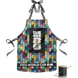 Kit de tablier en toile DIY pour la Coupe du Monde de la FIFA – Projet d'artisanat en tissu pour fans de football – Comprend un panneau en tissu noir et multicolore de 24