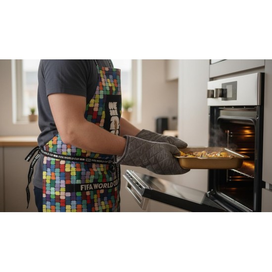 Kit de tablier en toile DIY pour la Coupe du Monde de la FIFA – Projet d'artisanat en tissu pour fans de football – Comprend un panneau en tissu noir et multicolore de 24