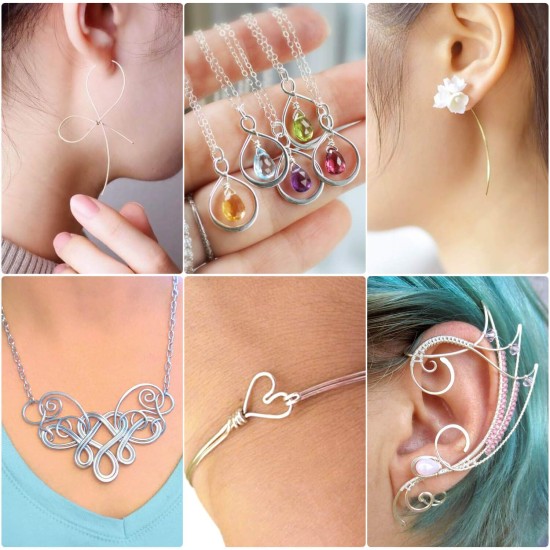 anezus Fil à bijoux de calibre 20, 28 mètres de fil artisanal, fil de cuivre résistant au ternissement pour la fabrication de bijoux, fournitures et travaux manuels (argent)