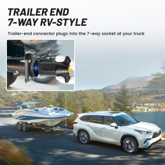 MECMO Prise de remorque à 7 broches pour camping-car, extrémité mâle de rechange, connecteur de faisceau de câblage pour éclairage de remorque rond à 7 broches, robuste à 7 broches, prise de remorquage pour camping-car, bateau, remorque