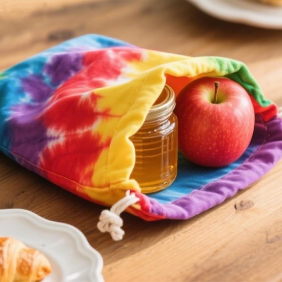 Lot de 18 accessoires de fête tie-dye, comprenant 6 sacs fourre-tout en coton blanc pour teinture, 6 sacs à cordon de serrage, 6 chouchous en coton blanc pour fête sur la plage.