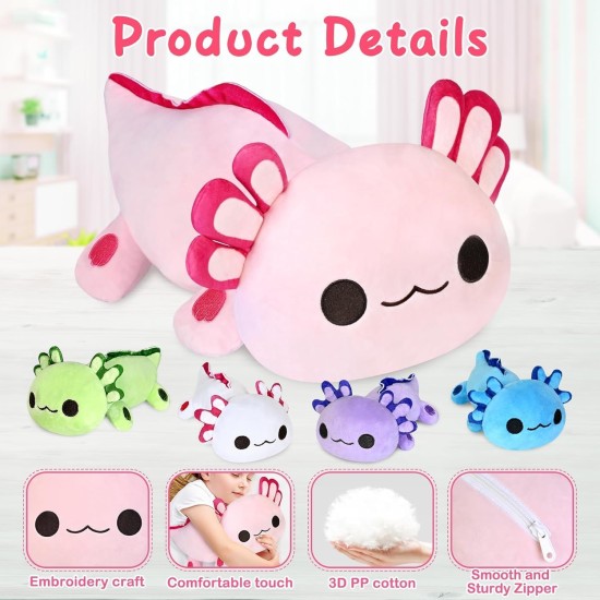 KMUYSL Jouets en peluche Axolotl pour garçons et filles âgés de 0 1 2 3 4 5 6 7 8 ans et plus - Animal en peluche Axolotl maman avec 4 bébés axolotls dans son ventre, cadeaux d'anniversaire de Noël pour bébé, tout-petit, enfants