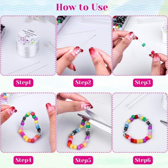 Corde extensible pour bracelets, Cridoz 0,5 mm, cordon élastique transparent, cordon extensible avec 2 aiguilles à perles pour perles de rocaille, perles de poney, bracelets et fabrication de bijoux Corde extensible pour bracelets, Cridoz 0,5 mm, cordon élastique transparent, cordon extensible avec 2 aiguilles à perles pour perles de rocaille, perles de poney, bracelets et fabrication de bijoux