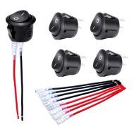 DaierTek KCD1-5Pack Interrupteurs à bascule ronds ON/OFF SPST 20 mm Mini 12 V DC Mini interrupteur à bascule circulaire 12 V pour voiture automobile RV 2 broches 120 V filaire KCD1-5Pack