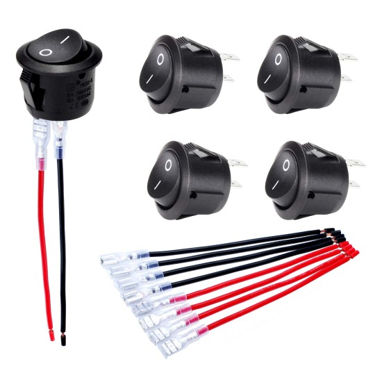 DaierTek KCD1-5Pack Interrupteurs à bascule ronds ON/OFF SPST 20 mm Mini 12 V DC Mini interrupteur à bascule circulaire 12 V pour voiture automobile RV 2 broches 120 V filaire KCD1-5Pack DaierTek KCD1-5Pack Interrupteurs à bascule ronds ON/OFF SPST 20 mm Mini 12 V DC Mini interrupteur à bascule circulaire 12 V pour voiture automobile RV 2 broches 120 V filaire KCD1-5Pack