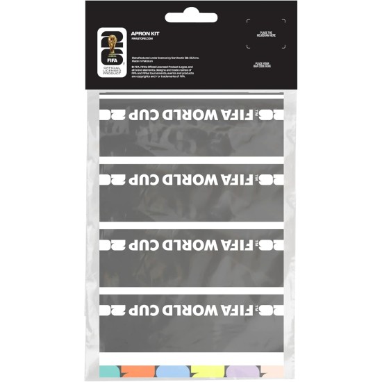 Kit de tablier en toile DIY pour la Coupe du Monde de la FIFA – Projet d'artisanat en tissu pour fans de football – Comprend un panneau en tissu noir et multicolore de 24