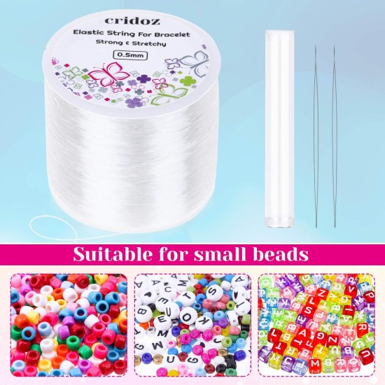 Corde extensible pour bracelets, Cridoz 0,5 mm, cordon élastique transparent, cordon extensible avec 2 aiguilles à perles pour perles de rocaille, perles de poney, bracelets et fabrication de bijoux Corde extensible pour bracelets, Cridoz 0,5 mm, cordon élastique transparent, cordon extensible avec 2 aiguilles à perles pour perles de rocaille, perles de poney, bracelets et fabrication de bijoux