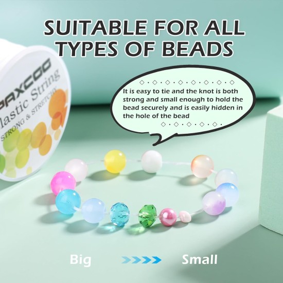 PAXCOO 2 Rouleaux de Fil Élastique pour Bracelets, Fil Élastique Magique Extensible Cordon de Perles Fil de Bijoux pour Bracelet, Colliers, Perles d'Argile, Perles de Poney (Blanc) PAXCOO 2 Rouleaux de Fil Élastique pour Bracelets, Fil Élastique Magique Extensible Cordon de Perles Fil de Bijoux pour Bracelet, Colliers, Perles d'Argile, Perles de Poney (Blanc)