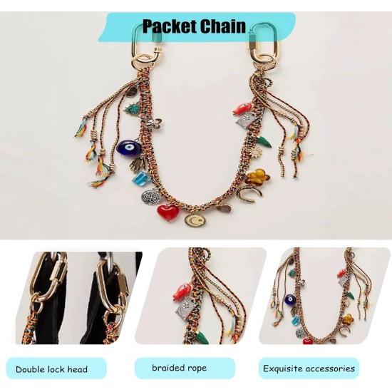 Chaîne perlée corde tressée porte-clés pour sac à main sac à dos accessoires pour sac sac à main accessoires pour femmes