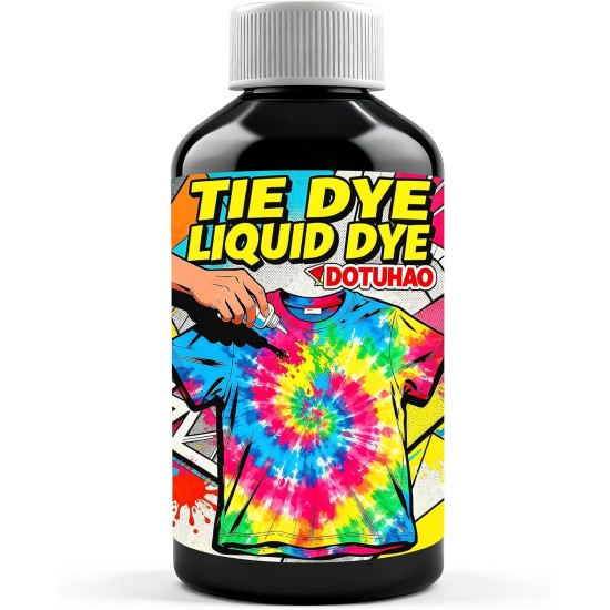 DUTOHAO Tie Dye Teinture Liquide, Colorants pour Tissus Concentrés Noirs, Colorants Créatifs de 3,5 Fl.oz pour la Maison pour les Arts et l'artisanat, l'art du Tissu DIY(Noir, 3,5 fl oz / 100 ml)