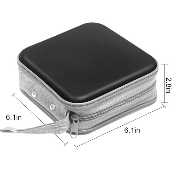 Étui pour CD, 40 capacités, porte-CD/DVD, portefeuille en plastique dur pour disque DVD, classeur de rangement pour voiture, maison, bureau, voyage (noir)