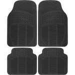 BDK Tapis de sol 4 pièces toutes saisons avec design universel, tapis de sol en caoutchouc durable avec crêtes de capture, imperméable pour voitures, camions, SUV (noir)
