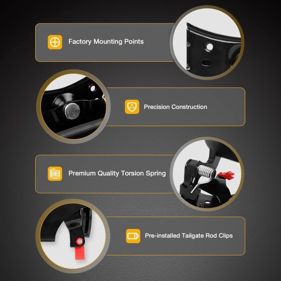 Loquet de poignée de hayon Gledewen et garniture de lunette avec clips de tige |