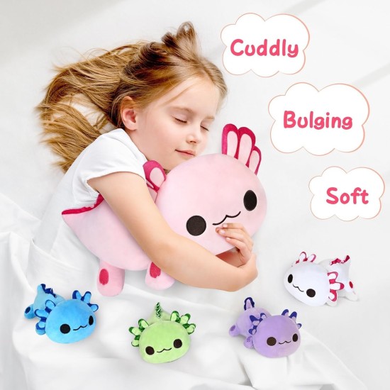 KMUYSL Jouets en peluche Axolotl pour garçons et filles âgés de 0 1 2 3 4 5 6 7 8 ans et plus - Animal en peluche Axolotl maman avec 4 bébés axolotls dans son ventre, cadeaux d'anniversaire de Noël pour bébé, tout-petit, enfants