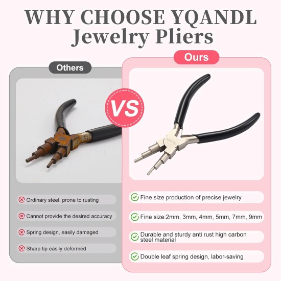 Pince à bijoux 2 en 1 et outil de bouclage de fil, pince de fabrication de bélière en acier à haute teneur en carbone avec mâchoires réglables de 2 à 9 mm, fournitures professionnelles pour la fabrication de bijoux