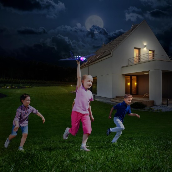 Lot de 4 jouets lanceurs d'avion, 2 modes de vol, planeur en mousse LED, catapulte, jouet d'avion pour garçons, jouets volants en plein air, cadeaux d'anniversaire pour garçons et filles de 4 5 6 7 8 9 10 11 12 ans