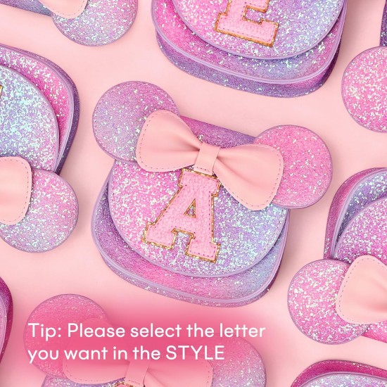 mibasies Porte-monnaie pour fille - Cadeaux d'anniversaire pour filles de 3 à 8 ans - Jouets pour 2 à 4 ans - Arc-en-ciel violet - Lettre E